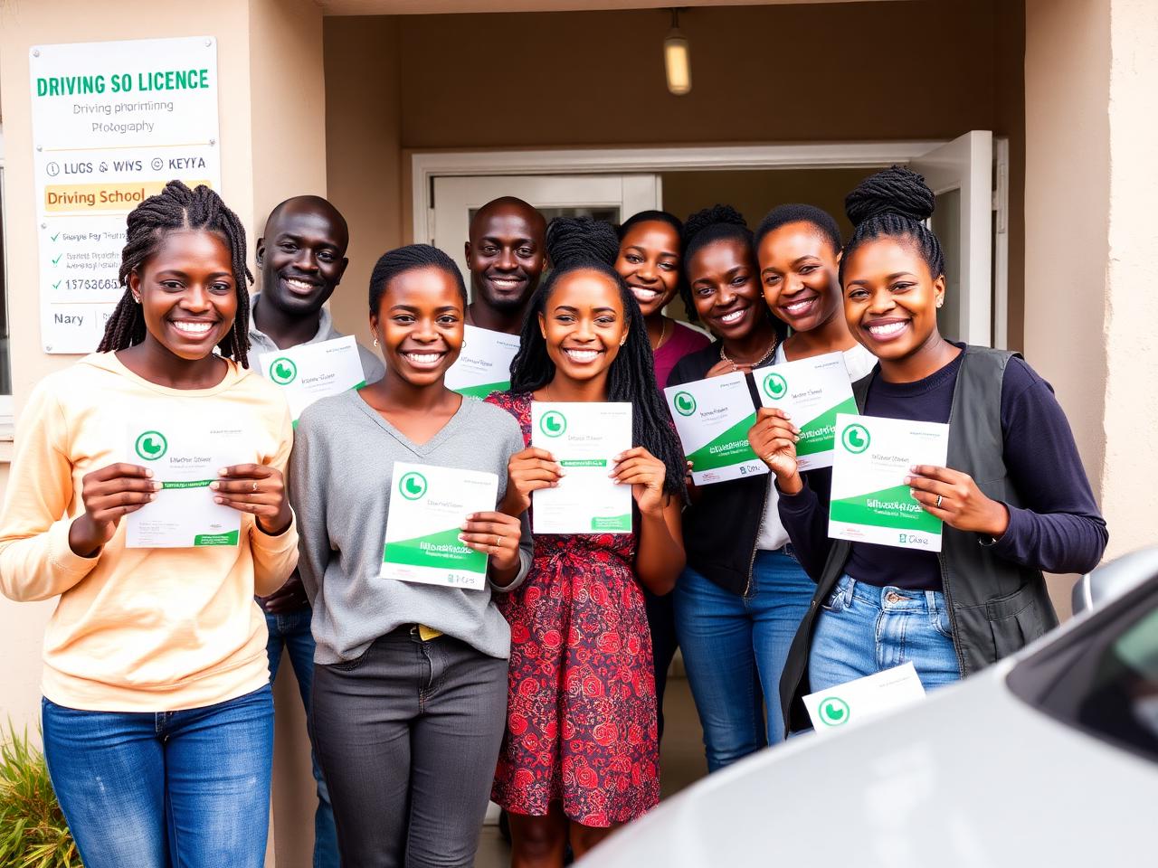 Happy driving school graduates